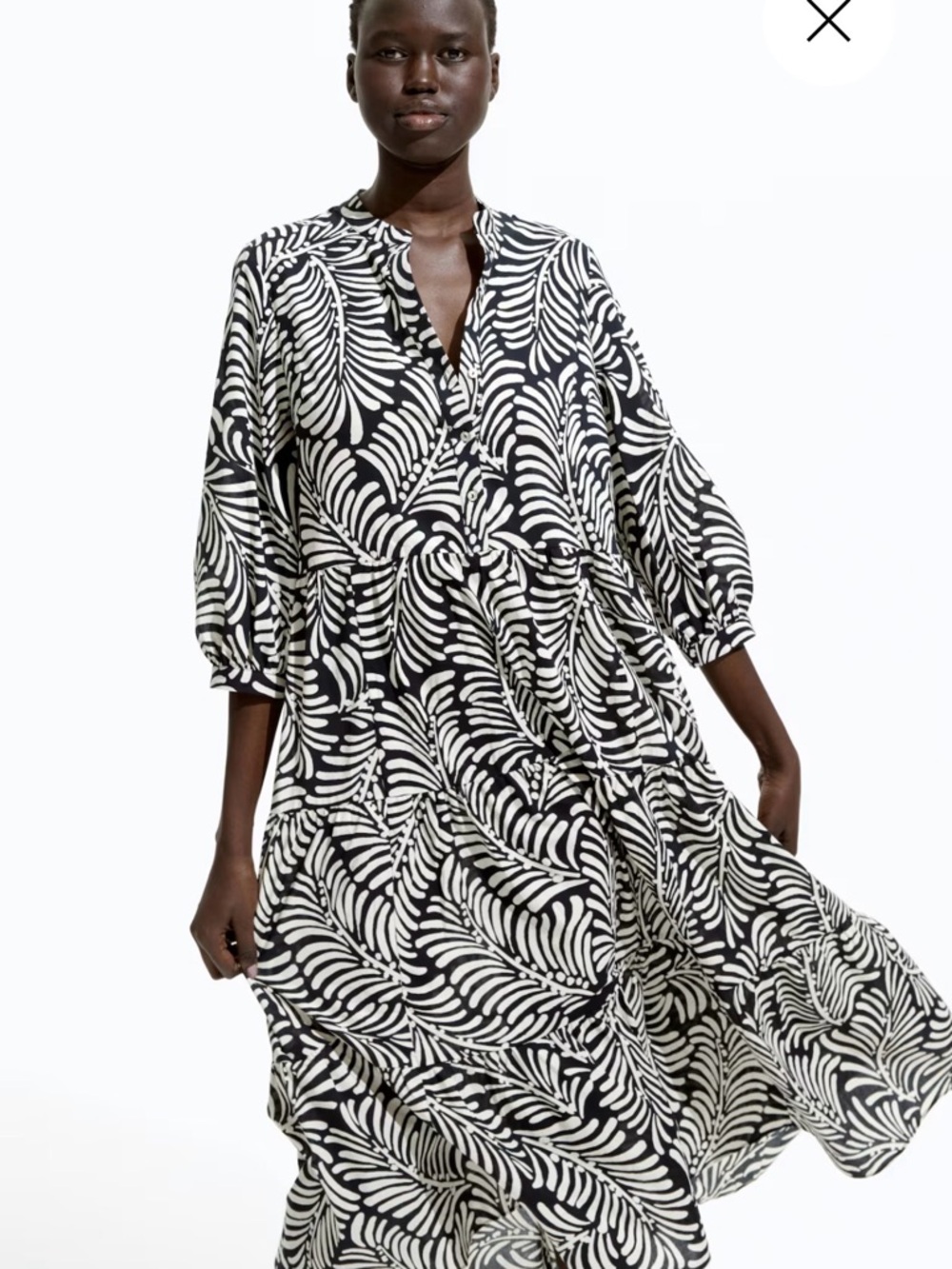 NWT H&M Tiered Maxi in dark brown and ivory